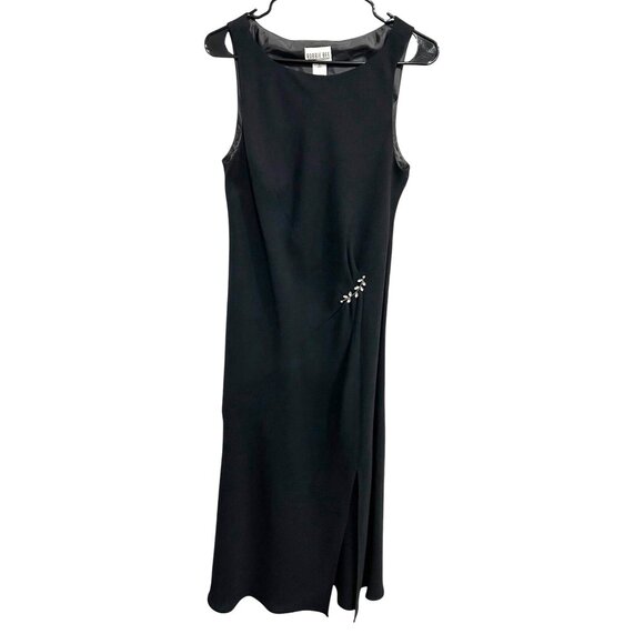 Robbie Bee Womens Black Sleeveless Maxi Dress Decorative Leaf Detail Size 12 - Picture 1 of 8